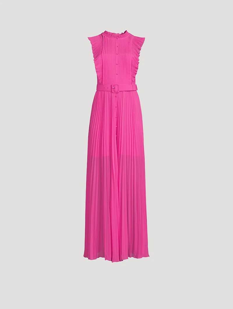 Chiffon Sleeveless Ruffle Long Dress