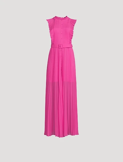 Chiffon Sleeveless Ruffle Long Dress