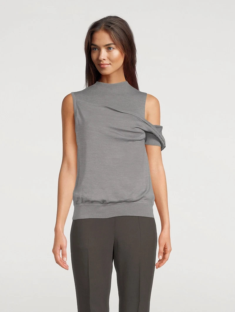 Draped Fallen Shoulder Sleeveless Top
