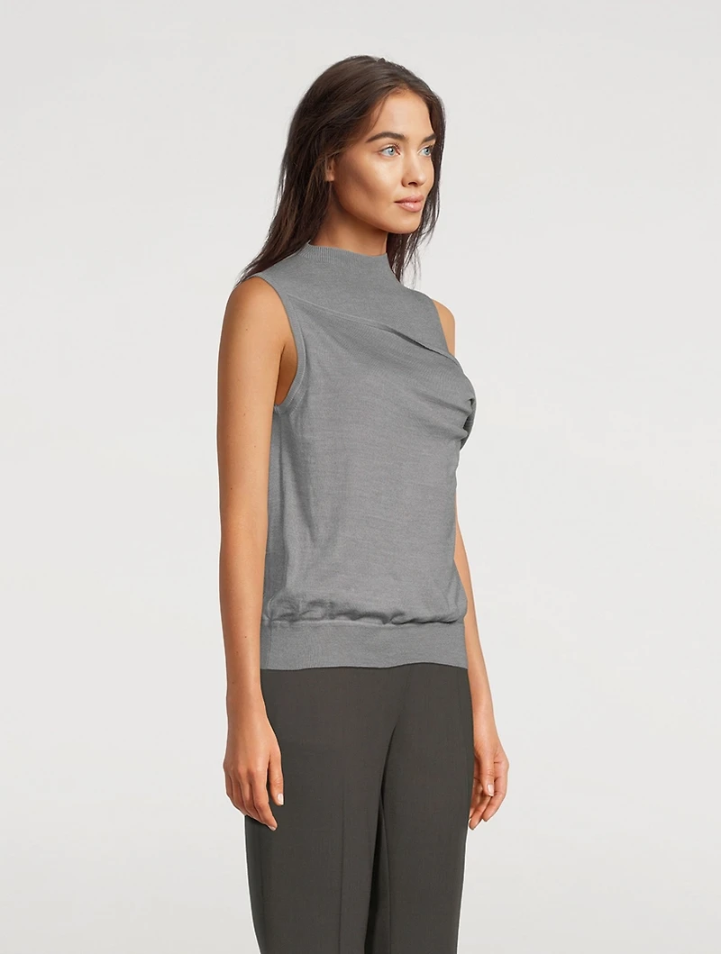 Draped Fallen Shoulder Sleeveless Top
