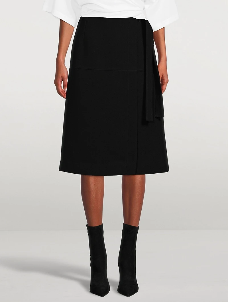 Heavy Cady Wrap Midi Skirt