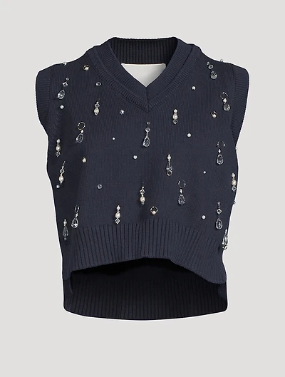 Drip Embellished Chunky Rib Vest