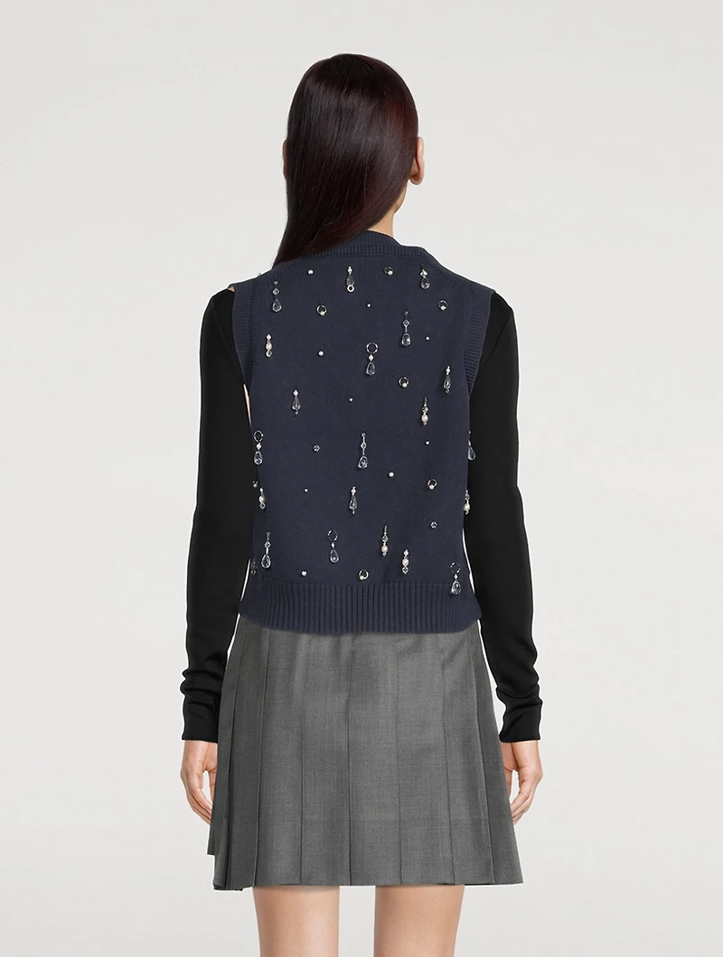 Drip Embellished Chunky Rib Vest