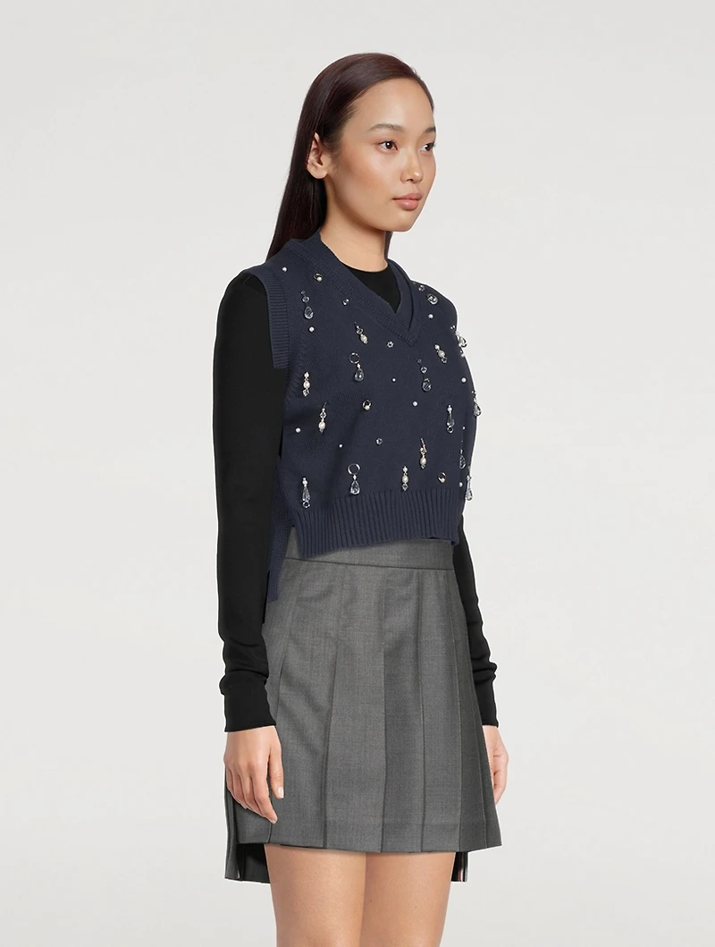 Drip Embellished Chunky Rib Vest
