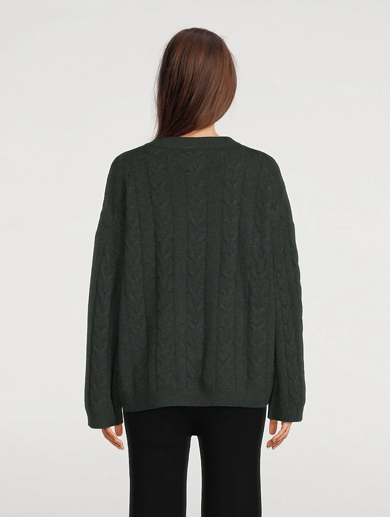Vilma Cashmere Cable Crewneck Sweater