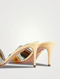 Rendez Vous Metallic Leather And Raffia Mules