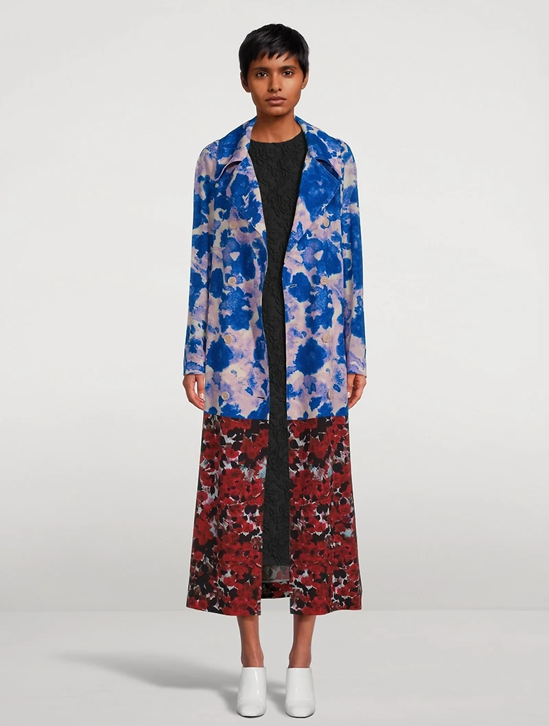 Rolana Belted Trench Coat Floral Print