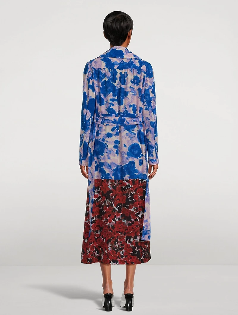 Rolana Belted Trench Coat Floral Print