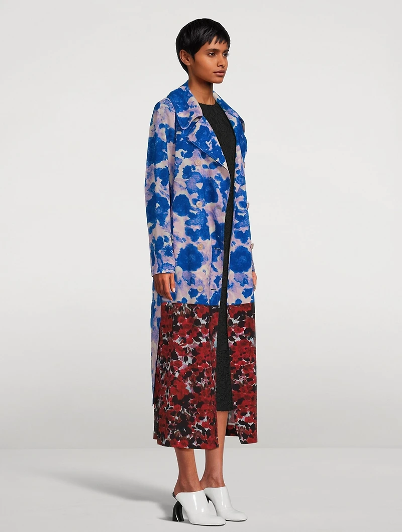 Rolana Belted Trench Coat Floral Print