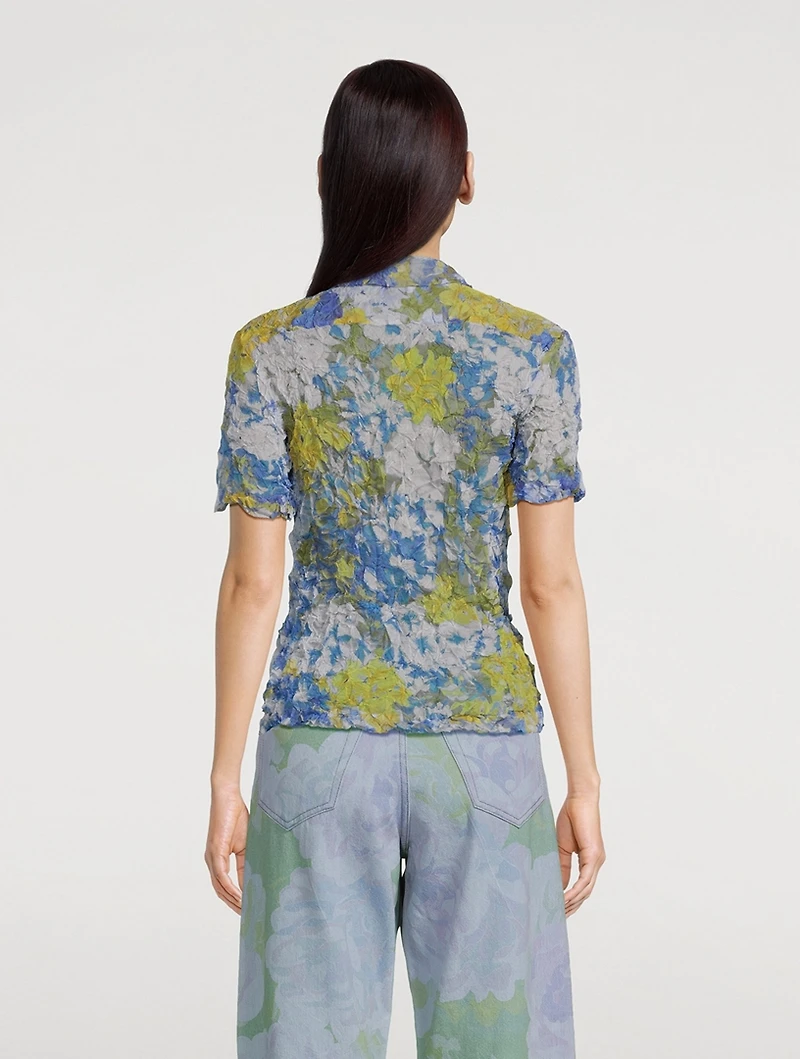 Crush Chiffon Shirt Geranium Print