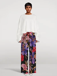 Puvis Wide-Leg Trousers Lilies Print