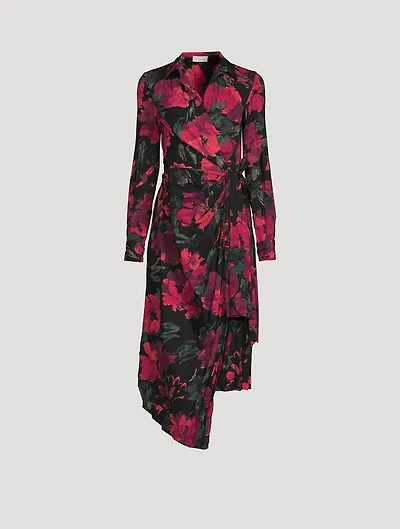 Dinta Wrap Dress Camellias Print