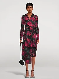 Dinta Wrap Dress Camellias Print