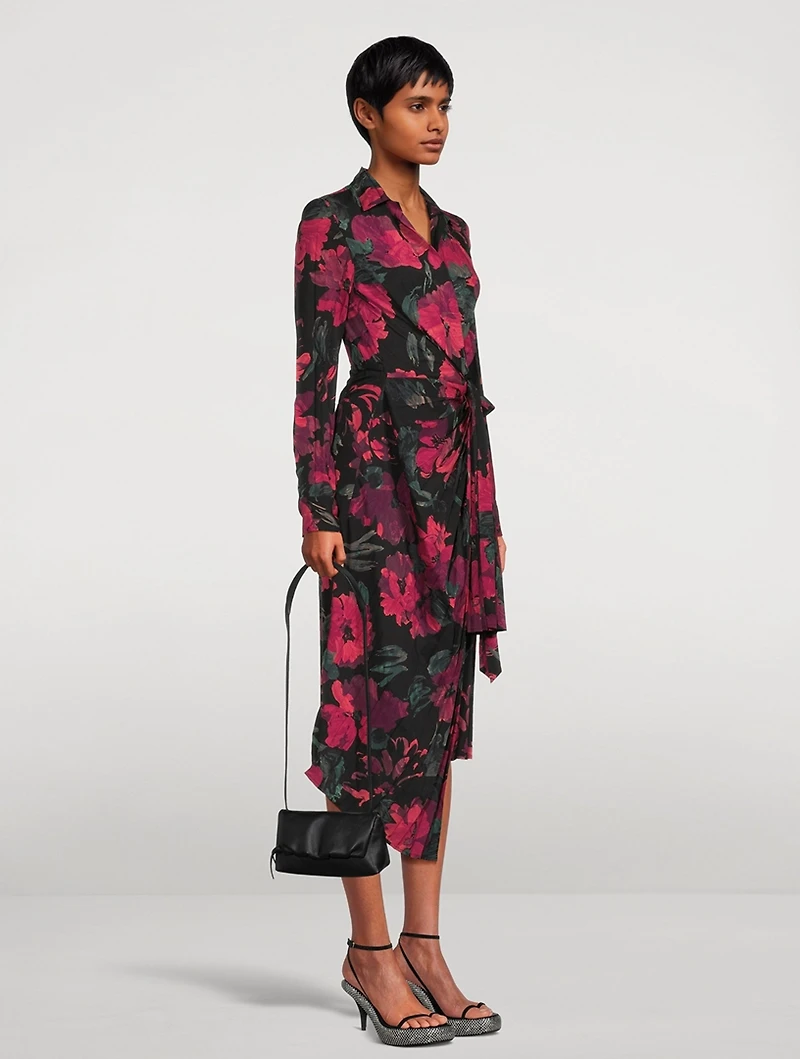 Dinta Wrap Dress Camellias Print