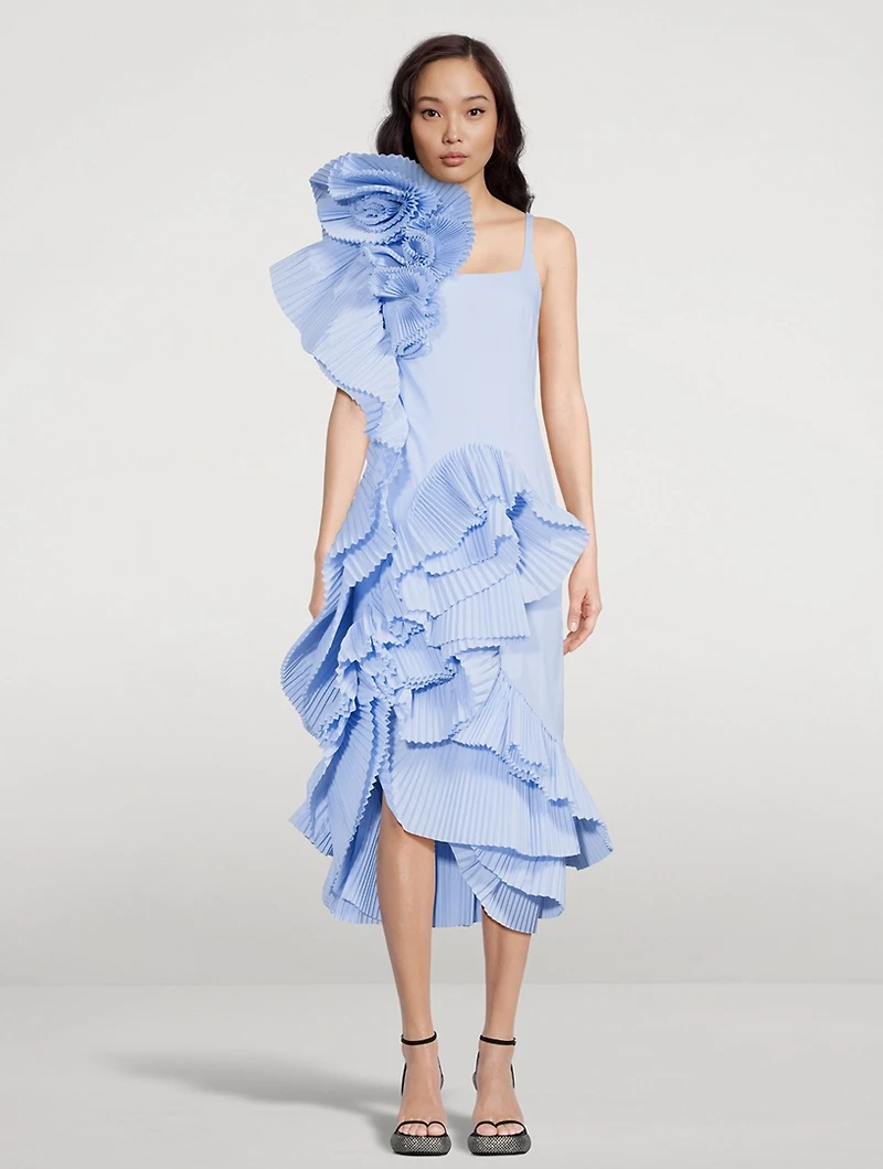 Debanas Midi Dress With Fan Detail