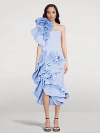 Debanas Midi Dress With Fan Detail