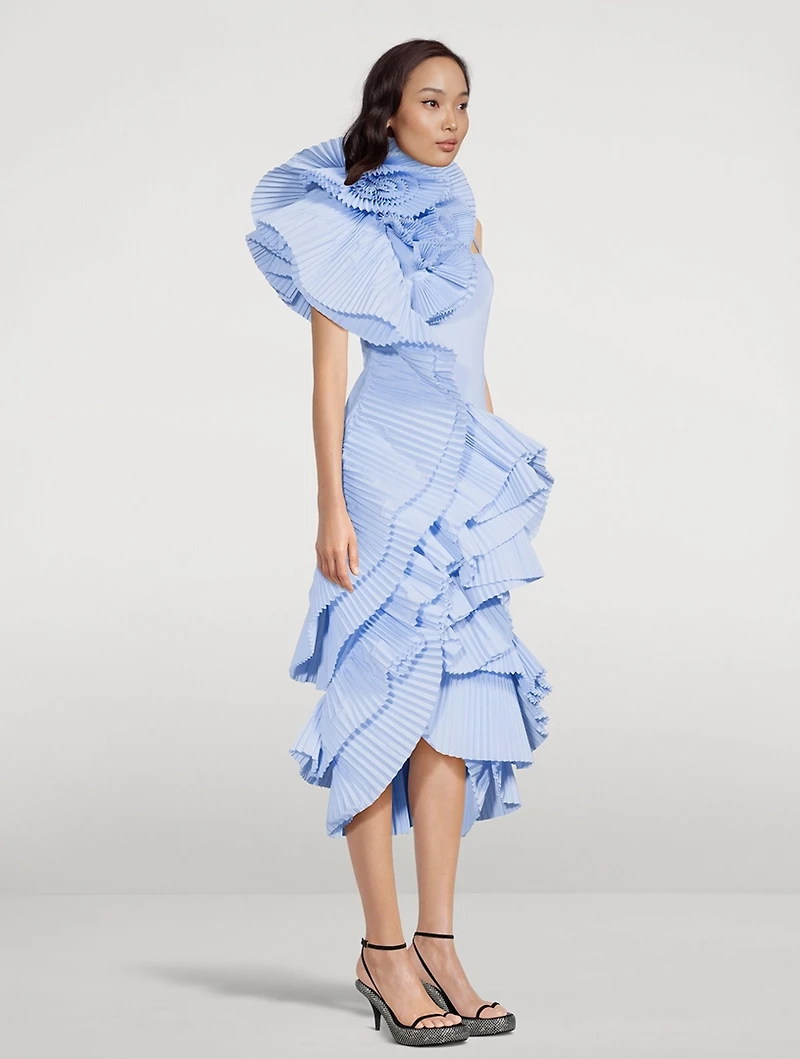 Debanas Midi Dress With Fan Detail