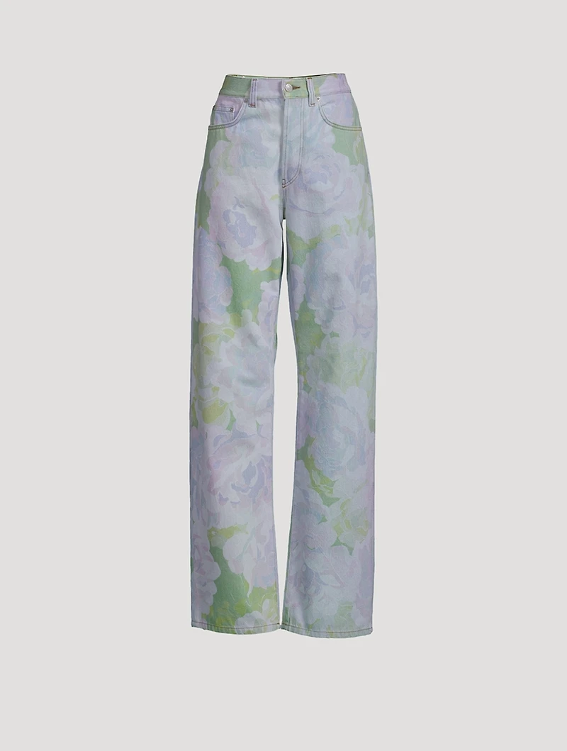 Peyton Wide-Leg Jeans Roses Print