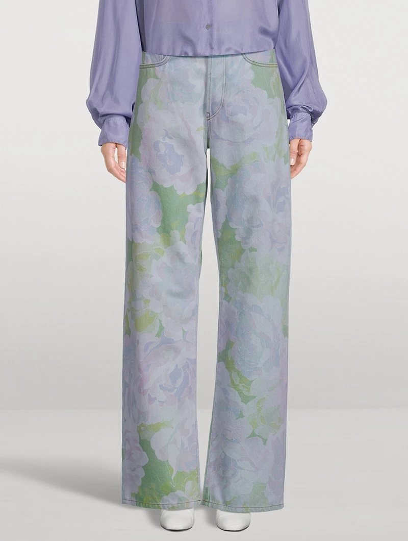 Peyton Wide-Leg Jeans Roses Print