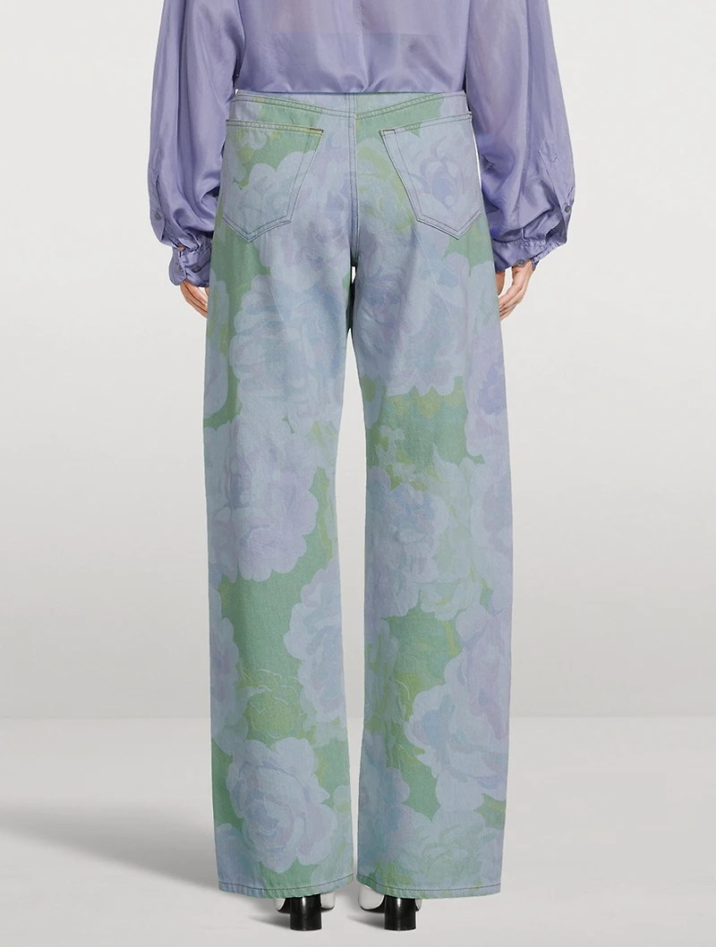 Peyton Wide-Leg Jeans Roses Print