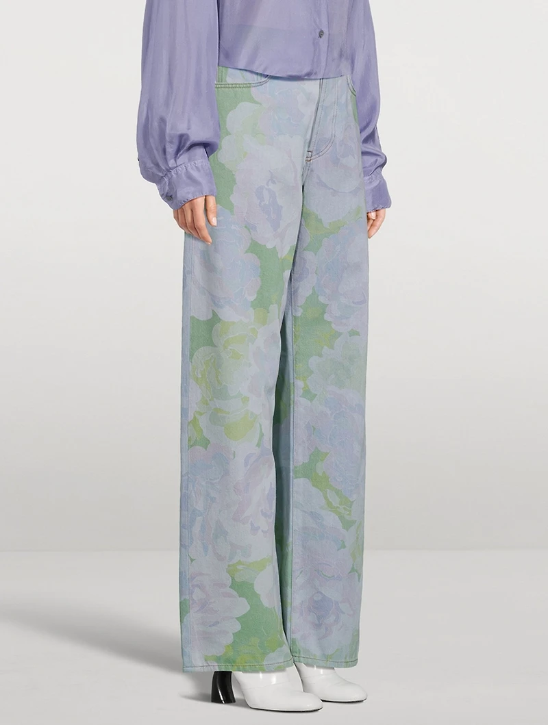 Peyton Wide-Leg Jeans Roses Print