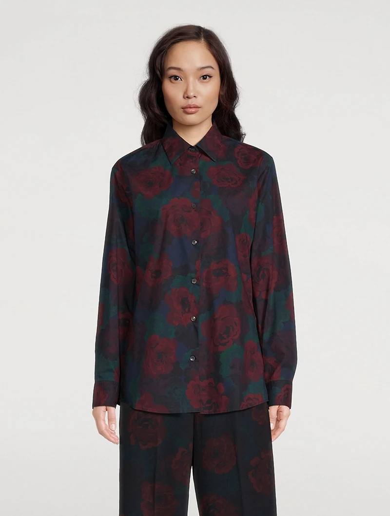 Clavelly Poplin Shirt Floral Print