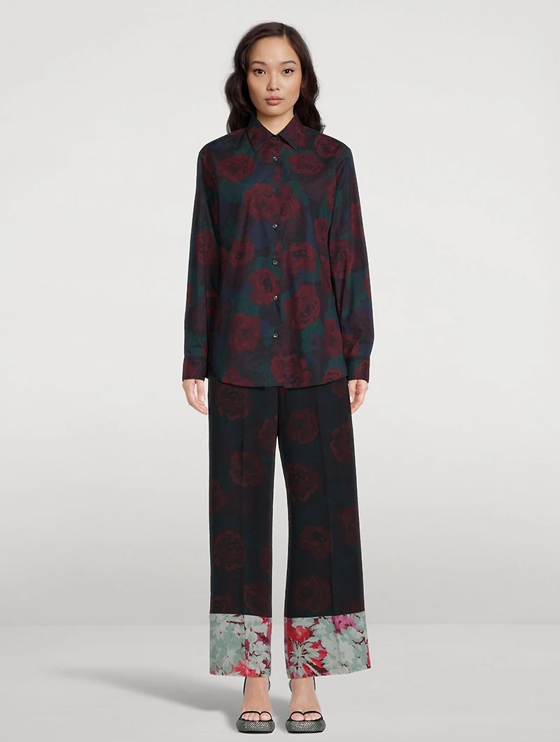 Clavelly Poplin Shirt Floral Print