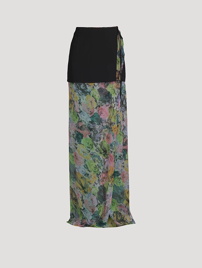 Silene Silk Maxi Skirt Floral Print