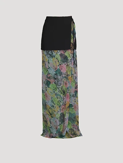 Silene Silk Maxi Skirt Floral Print