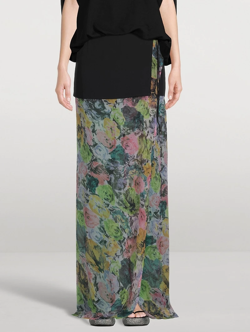Silene Silk Maxi Skirt Floral Print
