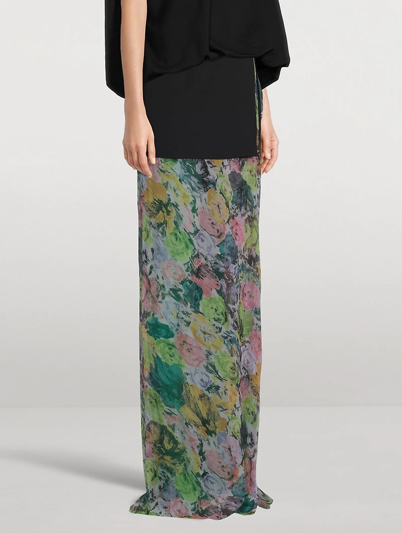Silene Silk Maxi Skirt Floral Print