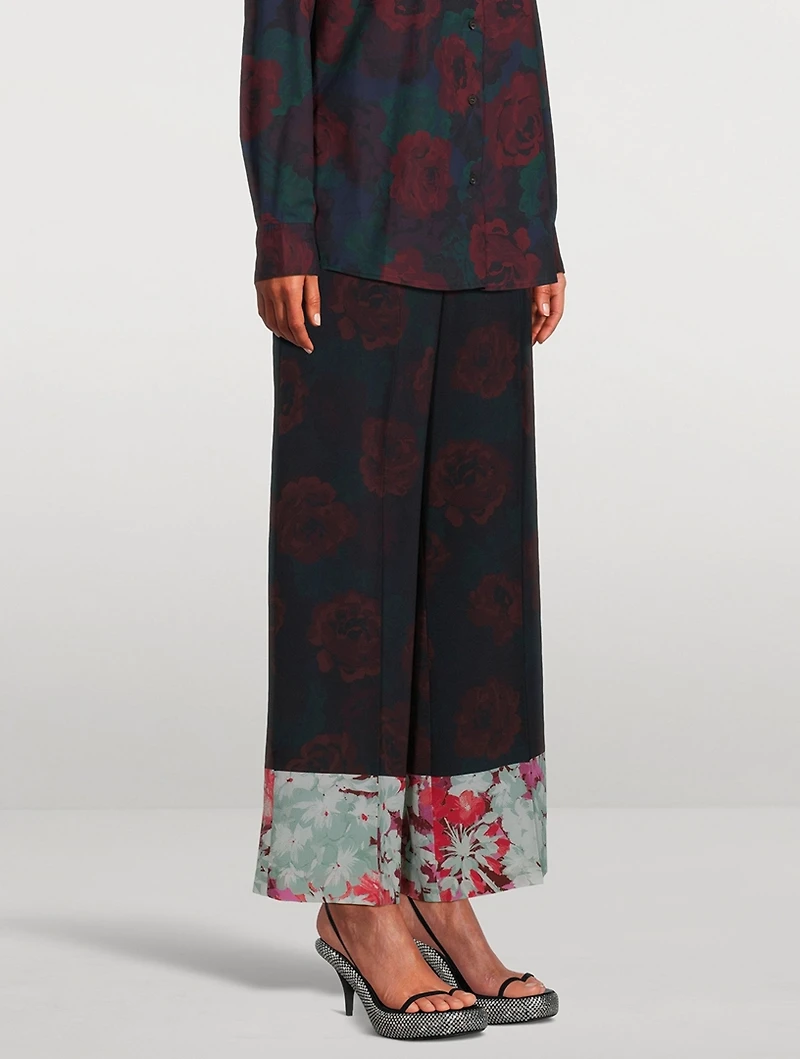 Puvis Wide-Leg Trousers Floral Print