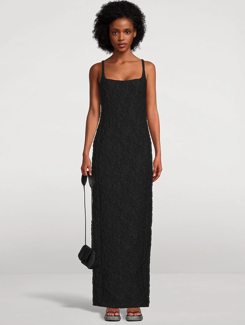 Deban Floral-Embossed Maxi Dress