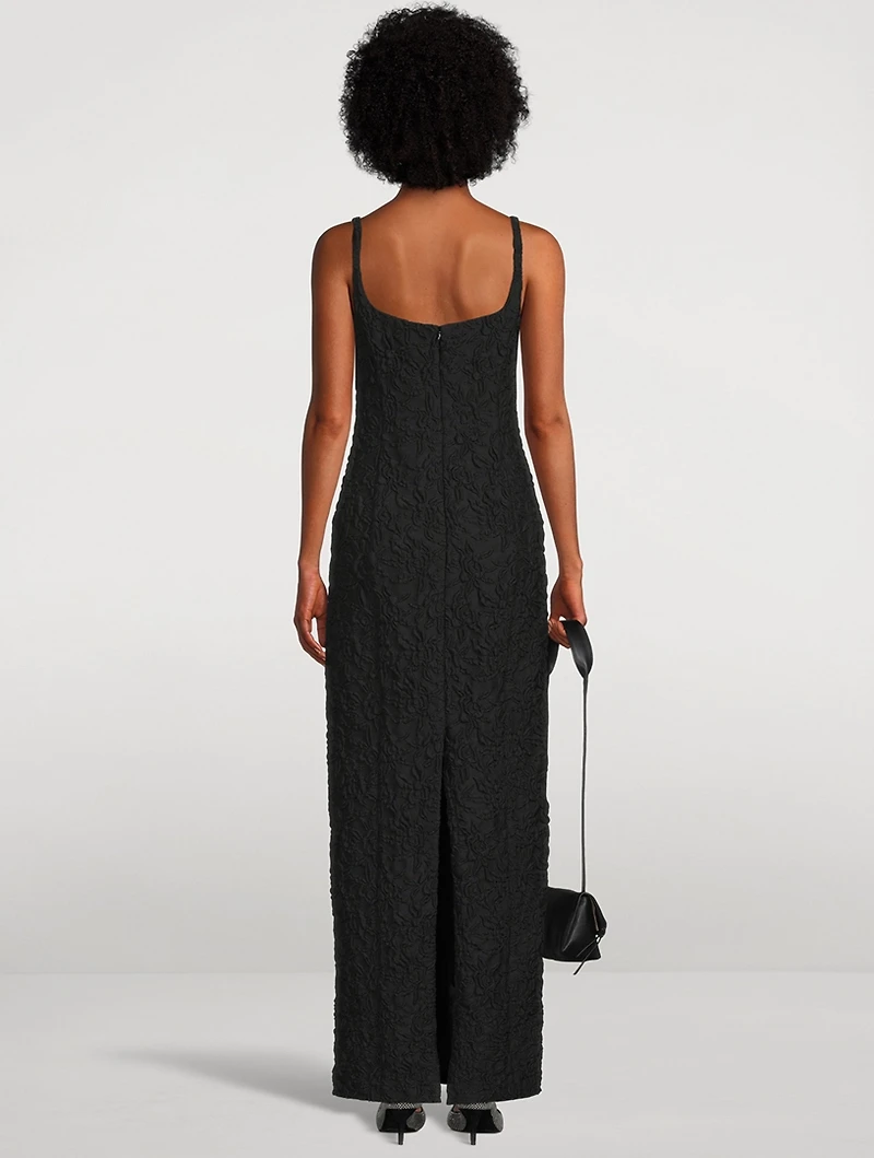Deban Floral-Embossed Maxi Dress