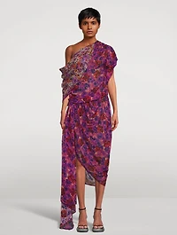 Devora Asymmetric Dress Floral Print