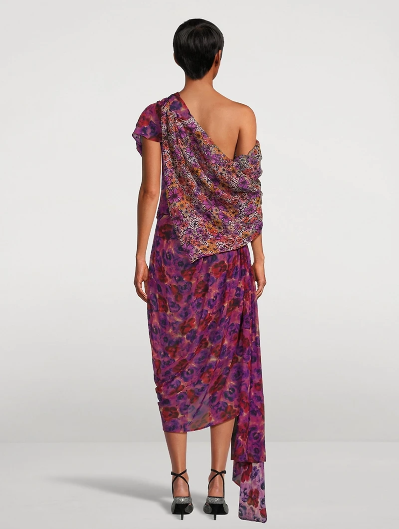 Devora Asymmetric Dress Floral Print