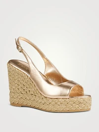 Island Metallic Leather Espadrille Slingback Pumps
