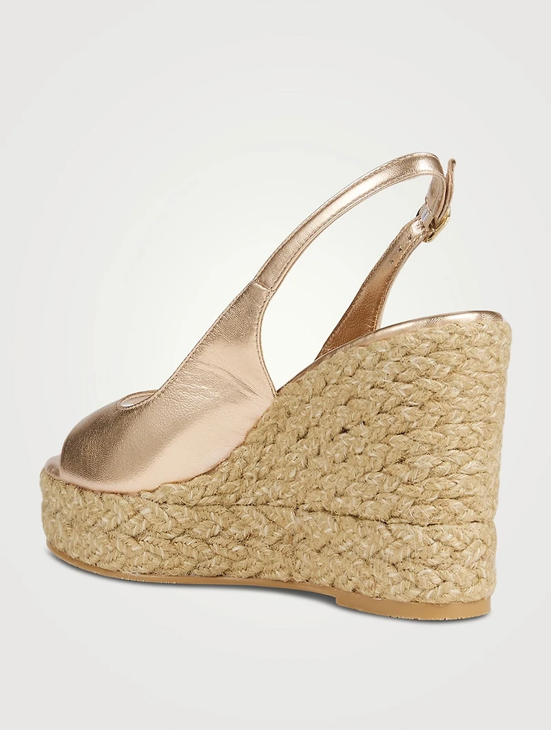 Island Metallic Leather Espadrille Slingback Pumps