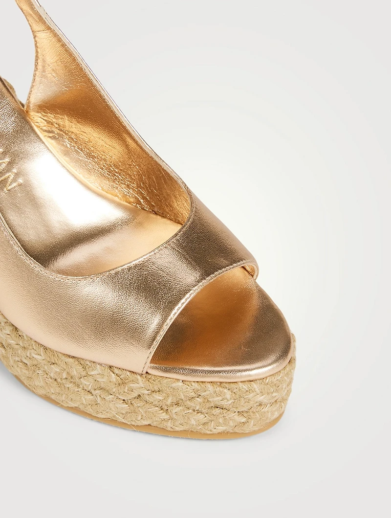 Island Metallic Leather Espadrille Slingback Pumps