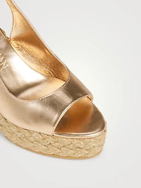 Island Metallic Leather Espadrille Slingback Pumps