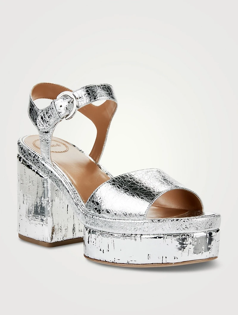 Odina Metallic Leather Platform Sandals