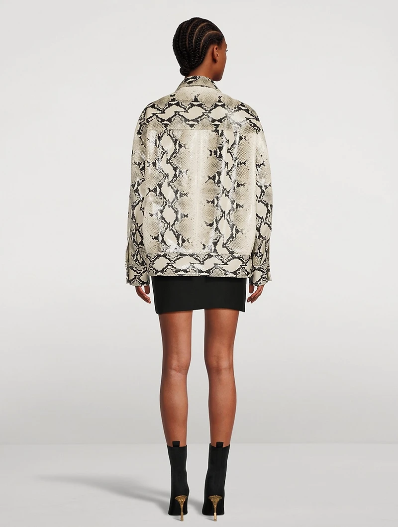 The Tania Python-Embossed Leather Jacket