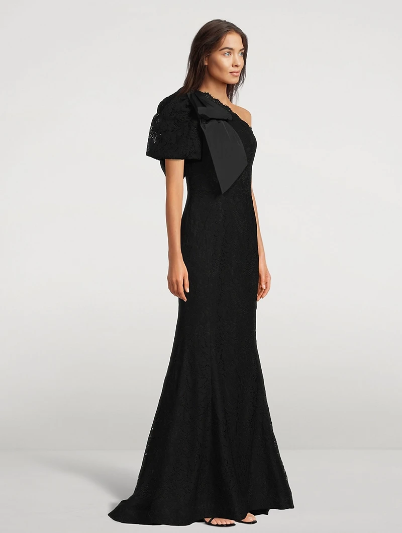 Kelsey One-Shoulder Lace Gown