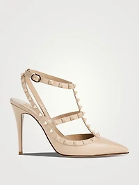 Rockstud Leather Ankle-Strap Pumps
