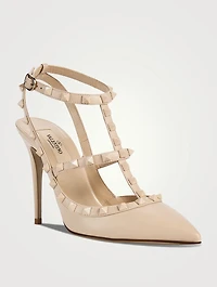 Rockstud Leather Ankle-Strap Pumps