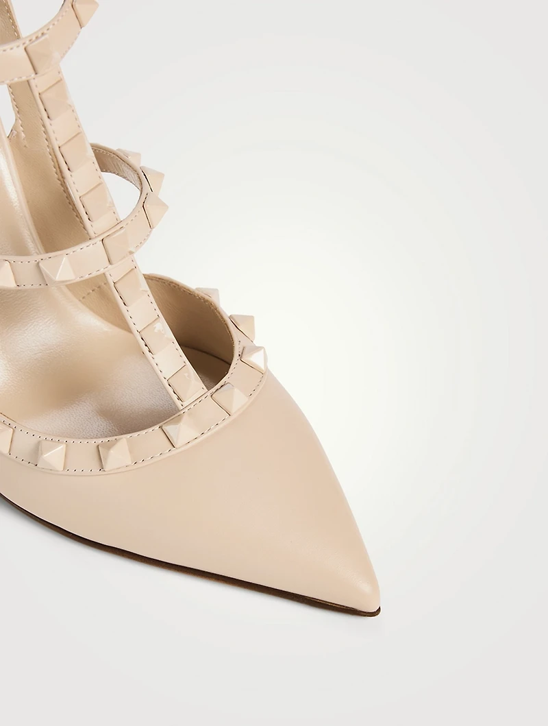 Rockstud Leather Ankle-Strap Pumps