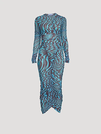 Mesh Midi Dress Star Print