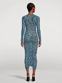 Mesh Midi Dress Star Print