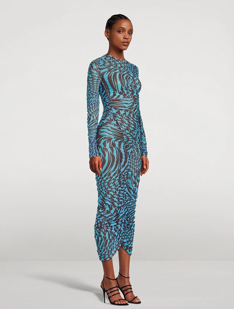 Mesh Midi Dress Star Print