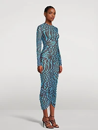 Mesh Midi Dress Star Print